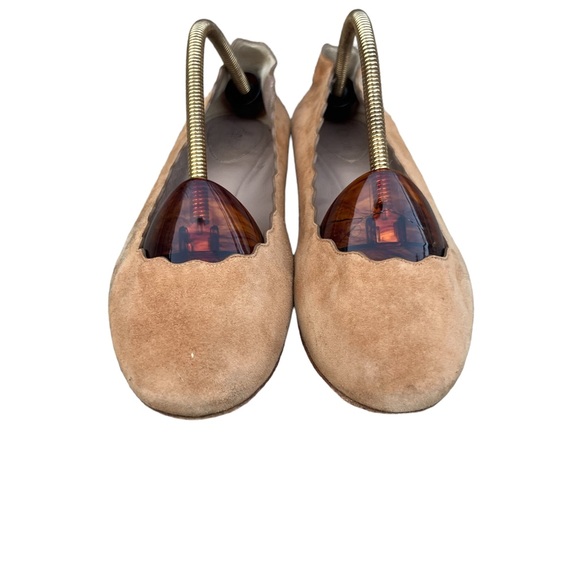 Chloe Scallop Flats Tan Soft Suede Flats Womens Size 36 EU 6 US Used - Picture 2 of 13